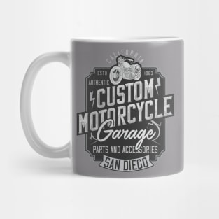 Custom Motorcycle garage SanDiego badge logo vintage Mug